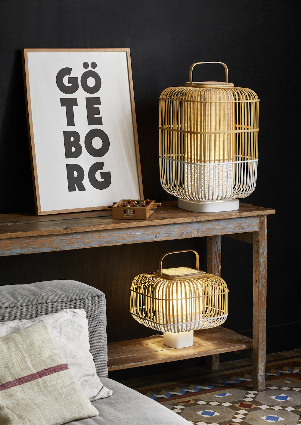 Lampe a poser Bamboo Square en bambou au design naturel par Arik Levy x Forestier